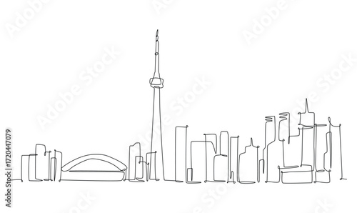 Toronto - Canada Skyline Continuous one line illustration