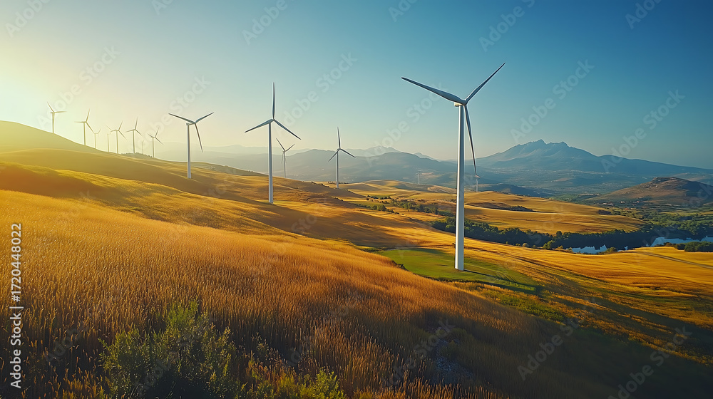 Obraz premium Valley Windmill, Wind Power, Generator