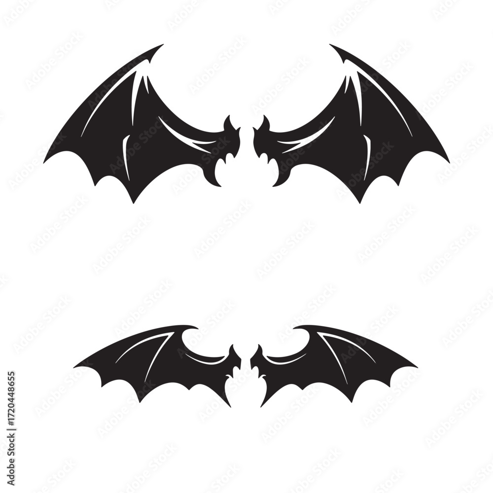 Fototapeta premium Elegant black bat wings illustrations for halloween celebrations and gothic themed designs