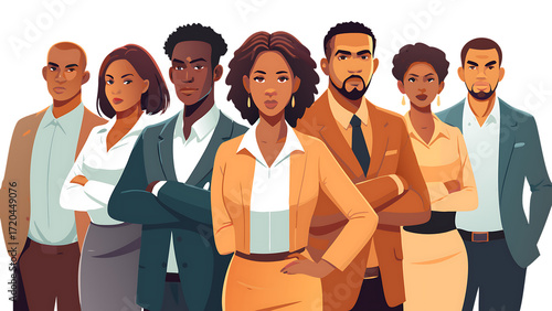 professional multiracial diverse business team work isolated on white background, png, ai generated