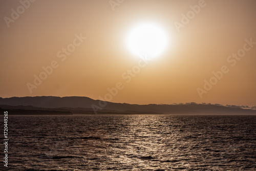 Evening sun above Zakynthos island, Greece