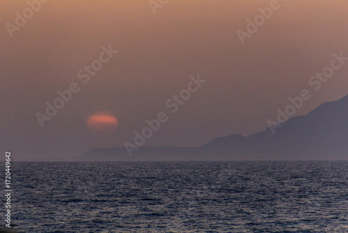 Evening sun above Cephalonia island, Greece