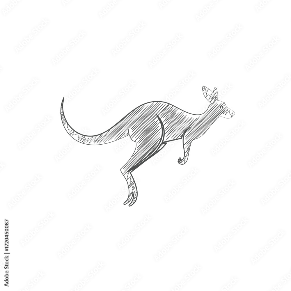 Obraz premium Kangaroo sketch vector illustration marsupial drawing outline wildlife animal artwork design concept