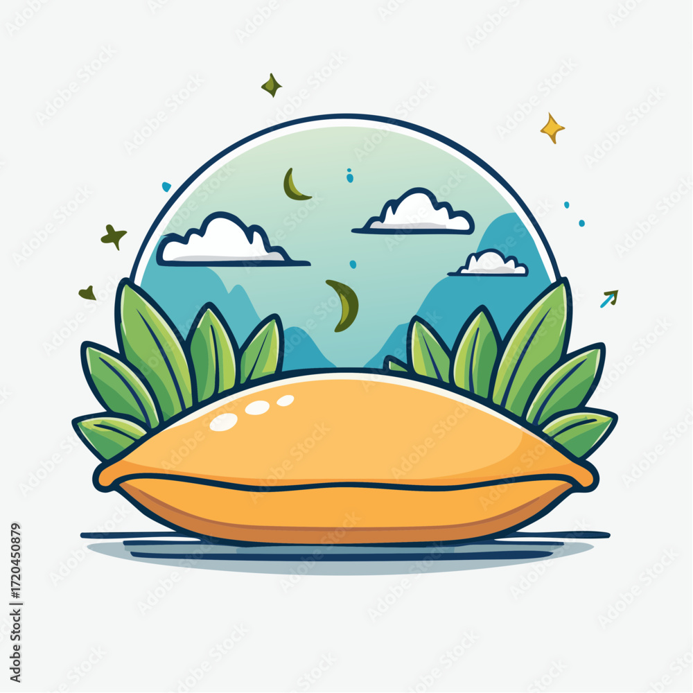 Naklejka premium Orange Pillow on Green Leaves Under Night Sky