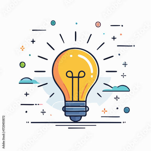 Bright Yellow Lightbulb Idea Concept Illustration