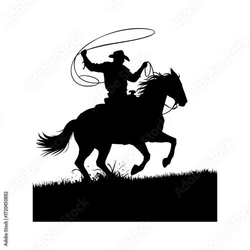 Horses silhouettes vector illustration isolated, equestrian, equine, galloping, Four black silhouettes of horses running on a white background. Perfect for themes related to horse racing animal