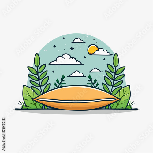 Orange Pillow Resting on Green Grass Under a Sunny Sky