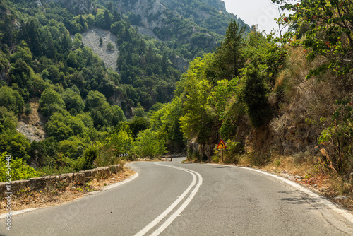 Road 82 in Taygetus mountains on Peloponnese peninsula, Greece
