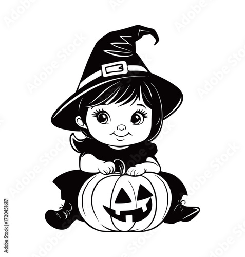 Halloween Baby Girl with Jack-o Lattern