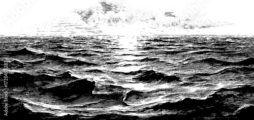 Vintage engraving texture of rippling water surface for design projects