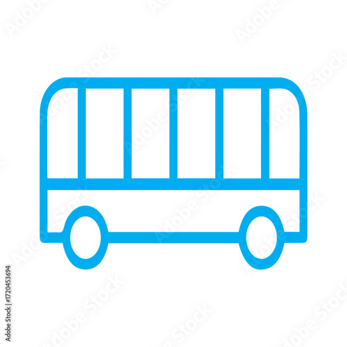 Blue bus line icon vector