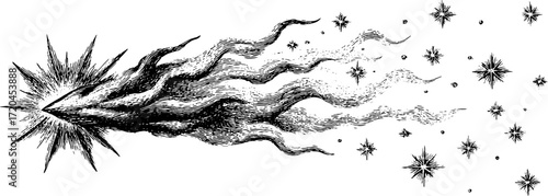 Vintage etching style seamless spark background for design projects