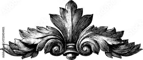 Baroque ornament with ornate curls design for decorative art and print