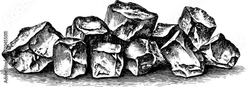 Vintage hand-drawn illustration of coarse cane sugar crystals for label design