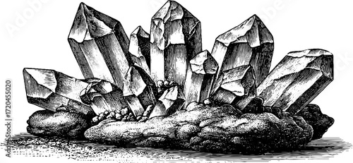 Vintage illustration of coarse cane sugar crystals for design and decor