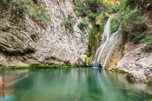 Polylimnio waterfall on Peloponnese peninsula, Greece