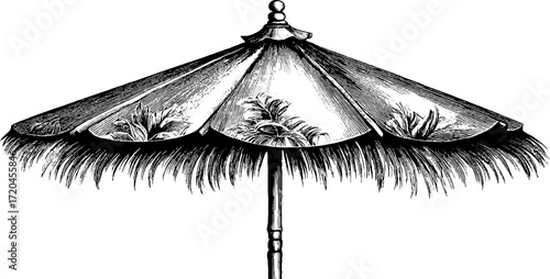 Vintage cocktail umbrella decoration illustration for retro design and card layout