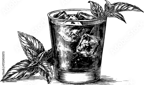 Classic cocktail with mint leaf garnish, perfect for refreshing summer drinks