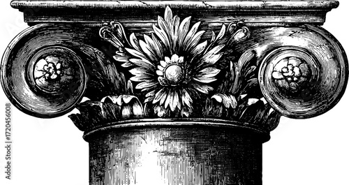 Ornate classical column capital design for architectural decor and art projects
