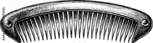 Vintage hand drawn comb with fine teeth silhouette for retro design and decoration