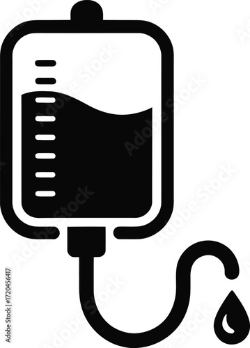 Intravenous Drip Bag with Fluid and Droplet for Medical Treatment and Hydration