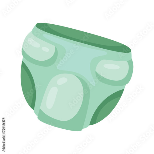 A cartoon diaper with rounded edges and layered green colors