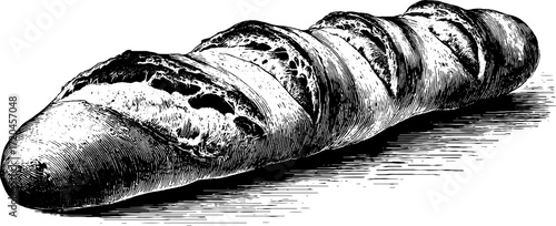 Vintage illustration of a french baguette long loaf design for culinary art and packaging