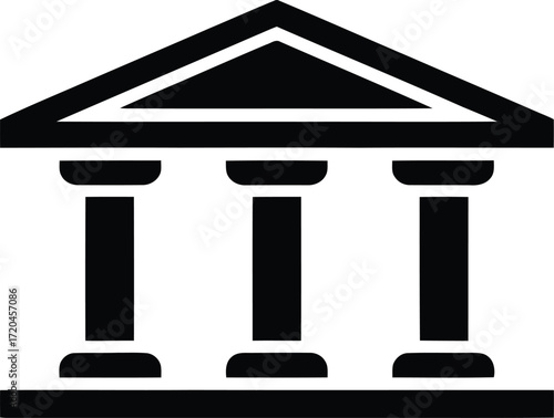 Bank Building Icon with Columns on Transparent Background for Finance and Investment