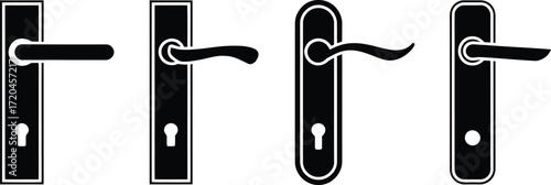 Door Handle Knob Lever Hardware Set for Interior Exterior Home in Black Color Design