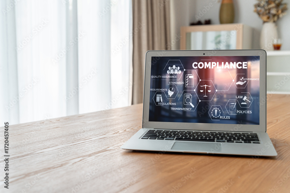 Fototapeta premium Compliance system for modish online corporate business to meet quality standard