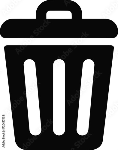Trash Can with Lid, Waste Container for Disposal of Garbage and Recycling, Black Silhouette