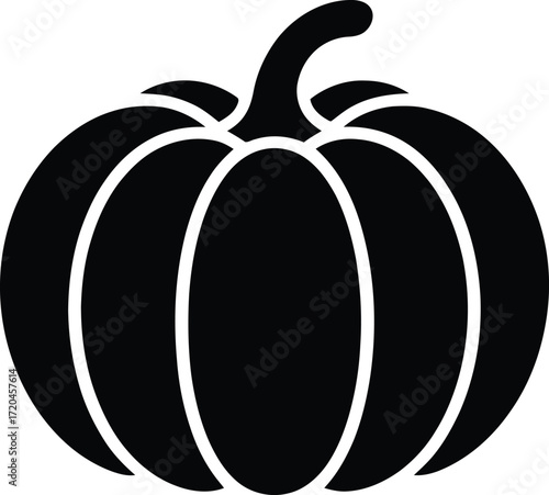 Pumpkin Icon Vector Illustration Symbol of Autumn Harvest and Halloween in Black Color