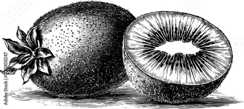 Vintage kiwi fruit sketch - detailed hand drawn engraving for retro design projects