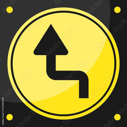 Right Hairpin Bend Ahead Vector Sign