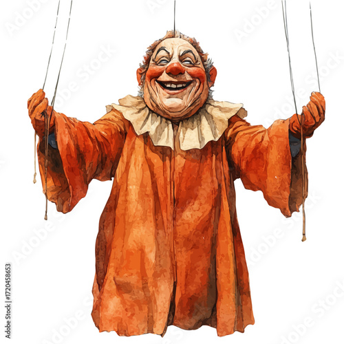 Giant Puppet, watercolor clipart vector, isolated on a white background.