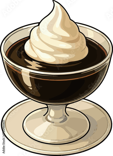 ホイップの乗ったコーヒーゼリーのイラスト