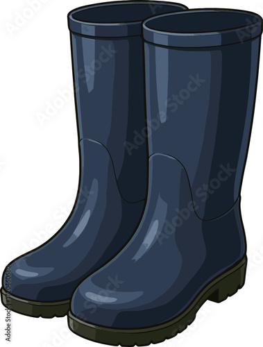 紺の長靴のイラスト