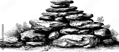 Vintage stone pattern engraving with rough surface for design and decoration