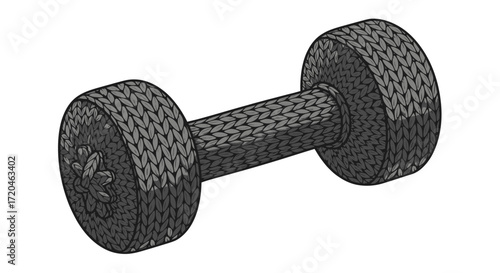 Sophisticated 3D wireframe model of a classic dumbbell, meticulously rendered to illustrate advanced digital design and engineering principles for fitness equipment and strength training visualization