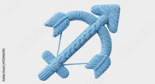 Knitted Sagittarius Symbol A Detailed 3D Render of the Zodiac Sign for Astrological Concepts