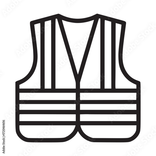 Illustration of a safety vest the vest is designed with reflective stripes, commonly used for visibility and protection in construction, traffic control, or emergency situations