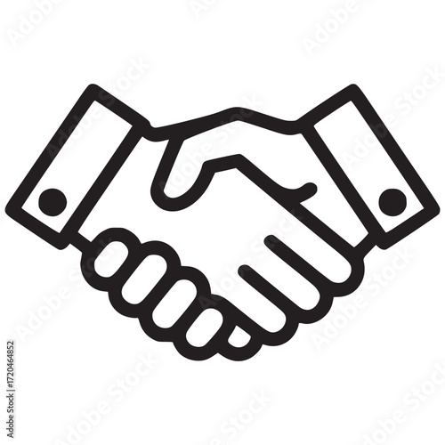 Vector art of handshake icon symbol of agreement, deal, partnership, cooperation, and success perfect for business, negotiation, and personal use in presentations and designs