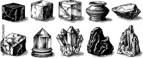 Hand drawn granite and marble texture collection for design and decor inspiration