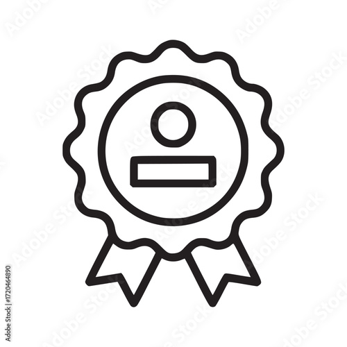 Vector art of an award icon depicts a rosette with a person inside, symbolizing achievement, recognition, and excellence in a minimalist line art style, perfect for websites and presentations