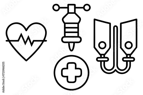 Simple Healthcare & Medical Line Art Icons Vector Illustration