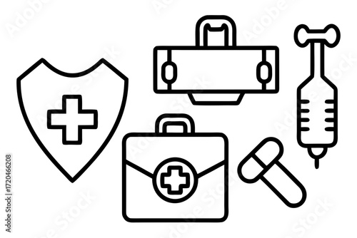 Simple Healthcare & Medical Line Art Icons Vector Illustration