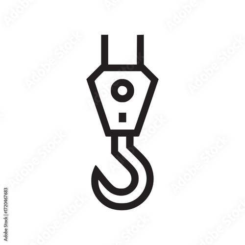 Vector art of crane hook icon minimalist construction hook icon simple outline hook icon for user interface design, web design, or mobile app development clean and modern design