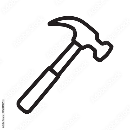 Vector art of hammer icon symbol of construction, repair, and craftsmanship represents tool, building, and manual labor sign of strength, precision, and the ability to shape and create