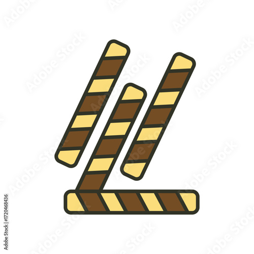 A cartoon illustration of four chocolate wafer sticks