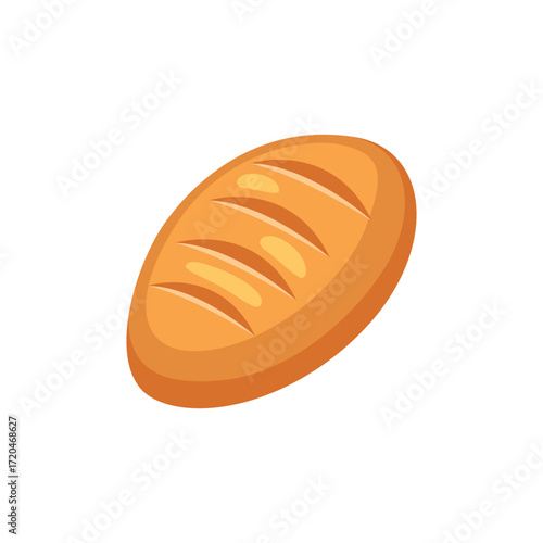 A cartoon illustration of a loaf of bread with scoring marks